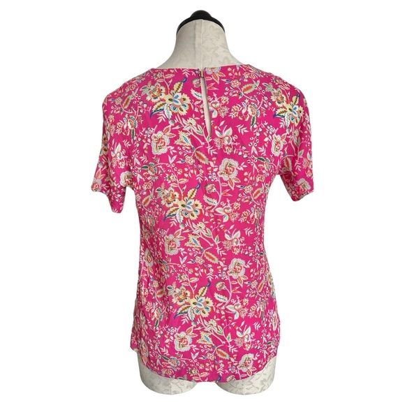 Rose & Olive Pink Floral Blouse Short Sleeve Size XS - Picture 4 of 15